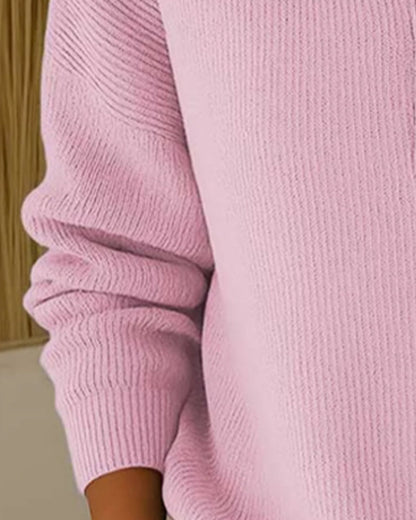 Half Button Lapel Solid Jumper