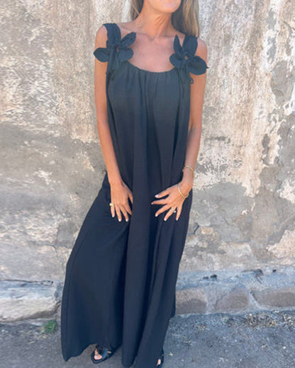 Sleeveless Solid Color Fashionable Long Dress