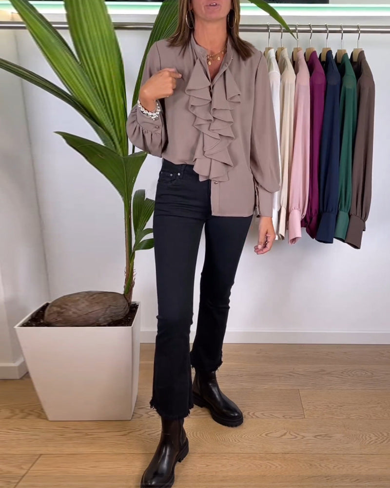 Elegant Ruffle Trim Shirt