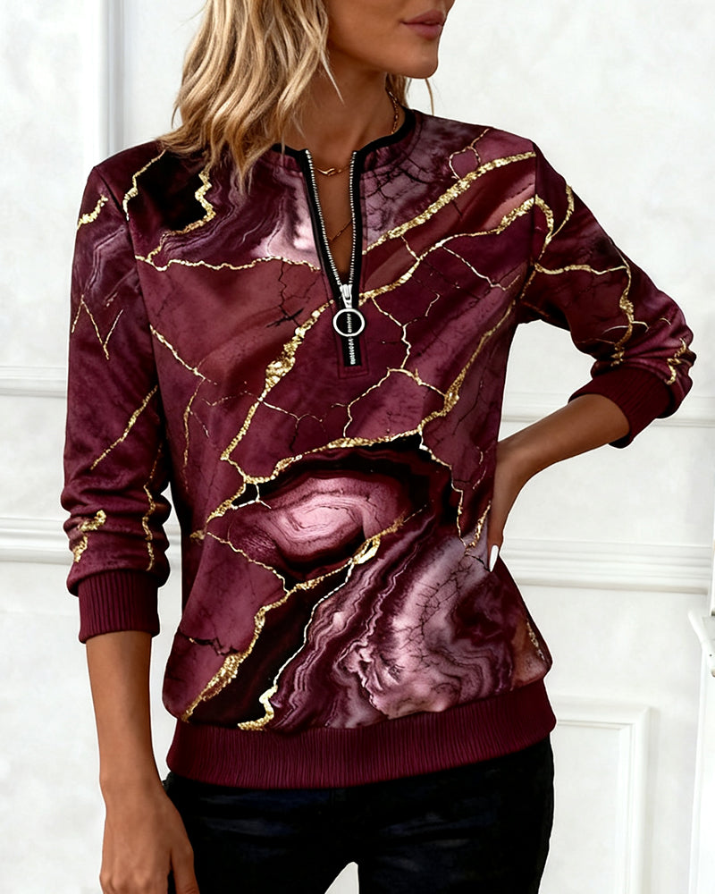 Half-Zip 3d Digital Print Sweatshirt