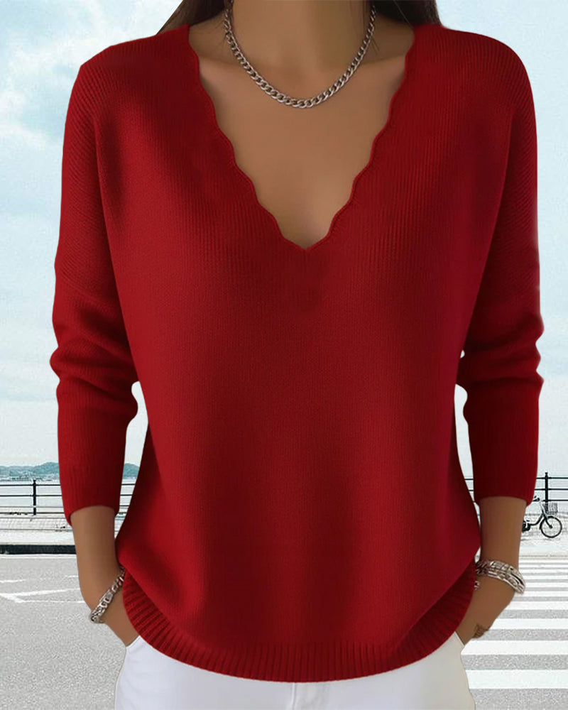 V-Neck Soft Knitted Pullover