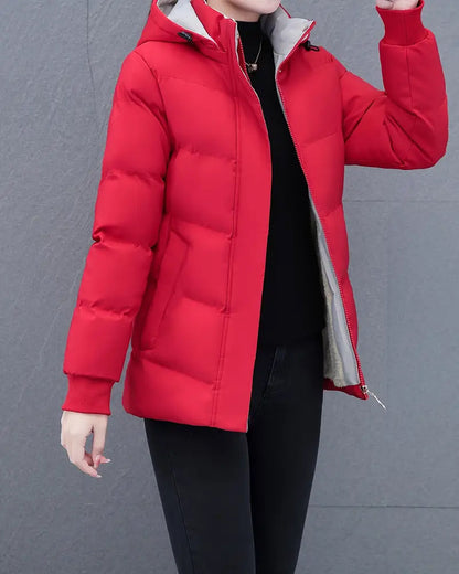 Casual Solid Color Warm Hooded Jacket