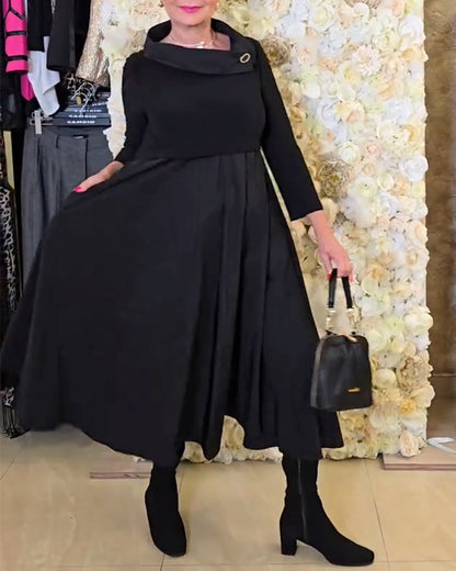 Fashionable Street Solid A-line Dress