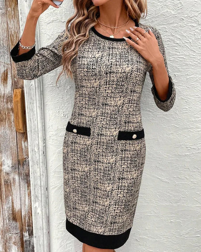 Casual Round Neck Slim Knee-Length Dress