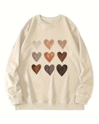 Colorful Heart-Shaped Pullover Sweatshirt