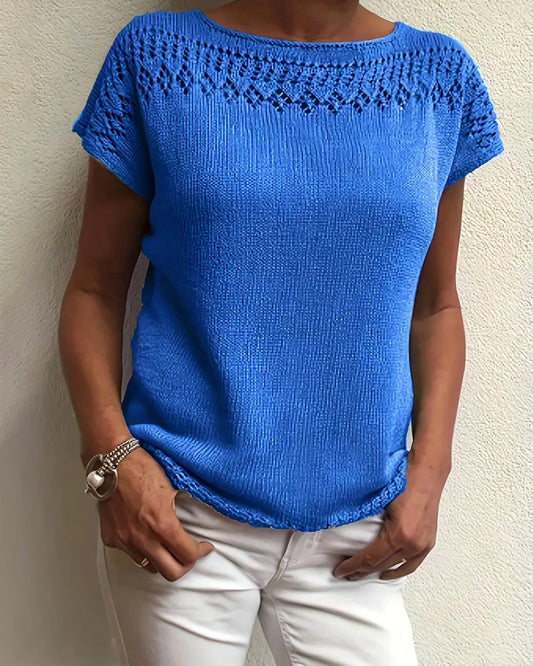 Casual Short-Sleeved Solid Color Sweater