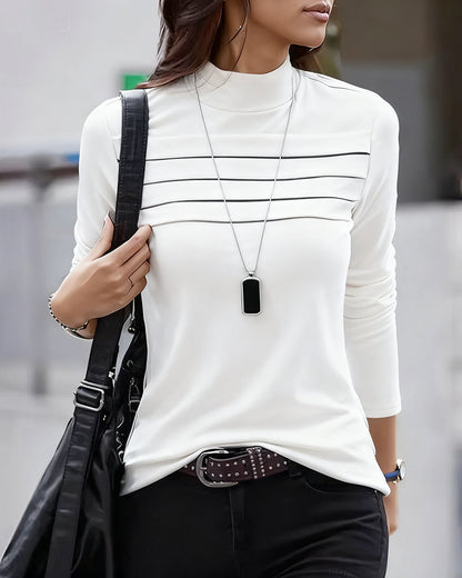 Slim Fit Pleated Long Sleeve Top