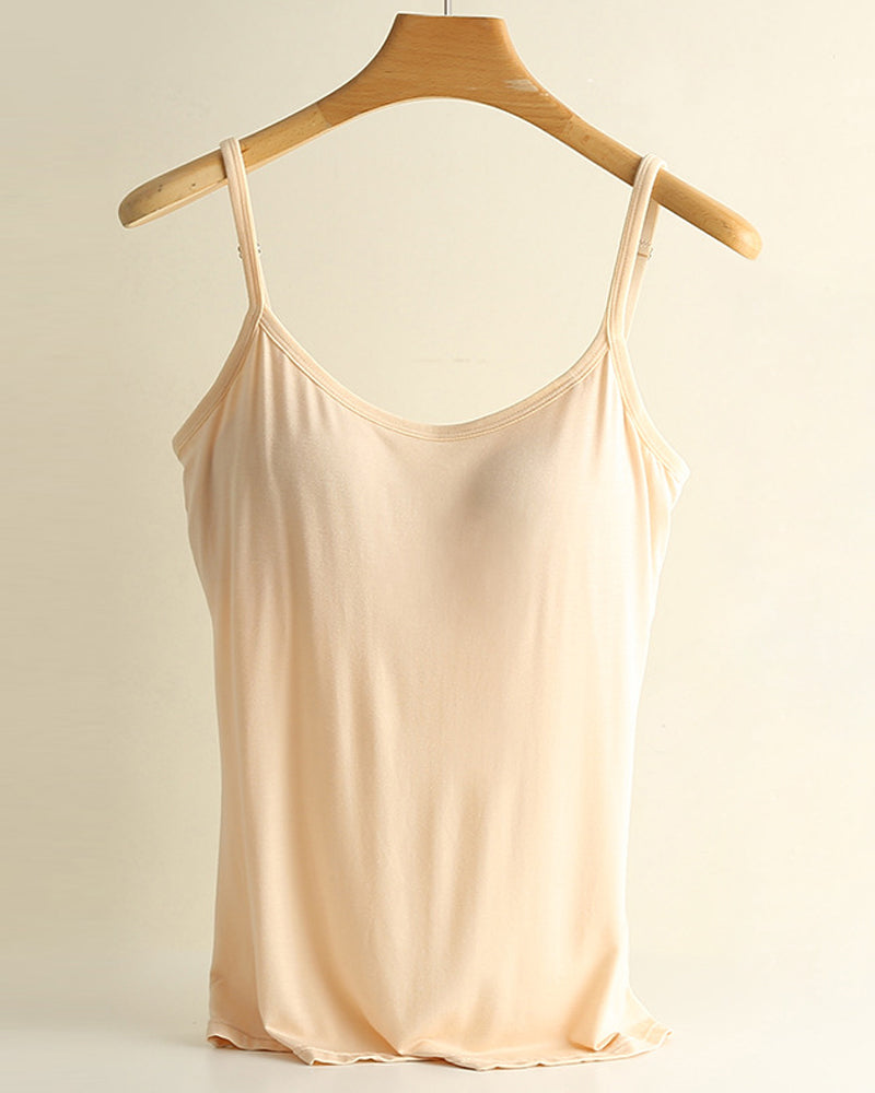 One-Piece Solid Color Bottoming Cami Top
