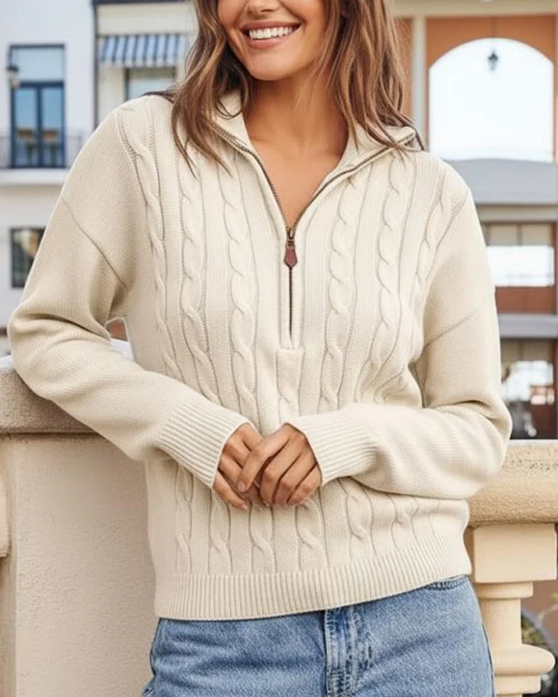 Half-Zip Cable Knit Sweater
