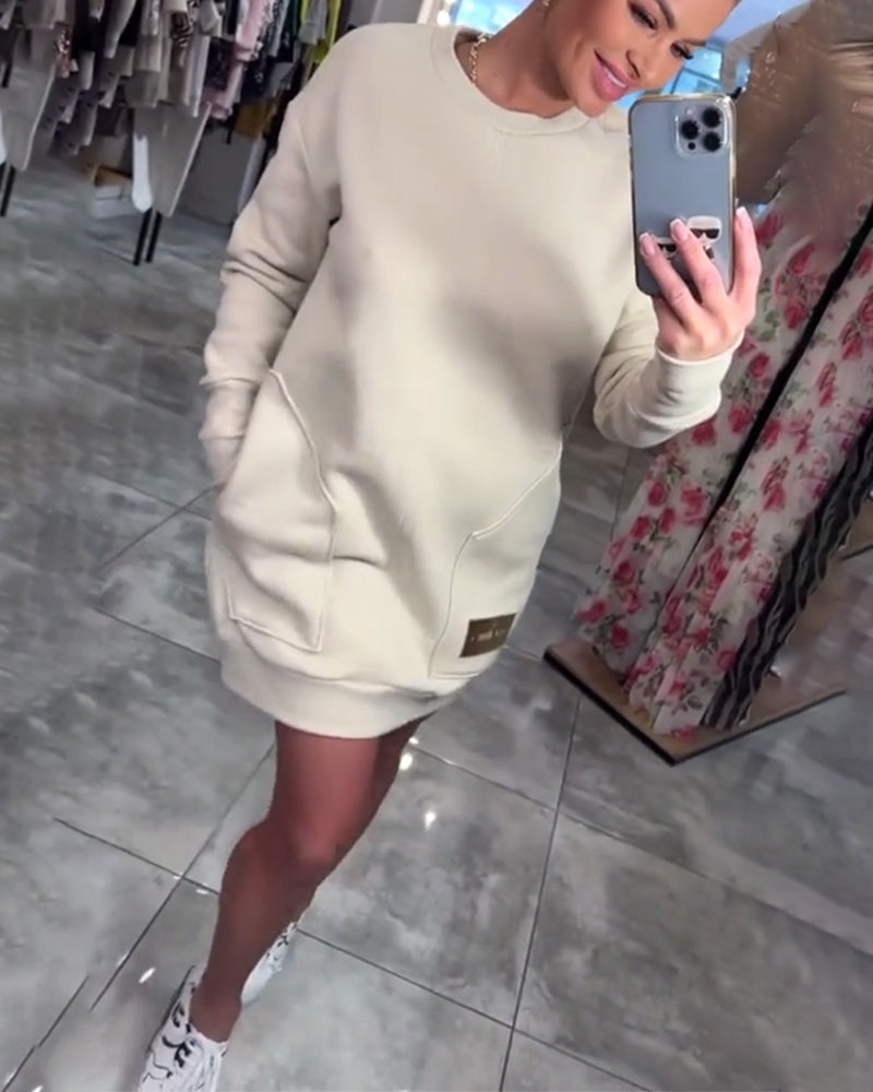 Pullover Pocket Long Sleeve Dress