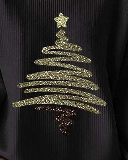 Loose Pitted Christmas Print Sweatshirt