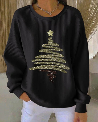 Loose Pitted Christmas Print Sweatshirt