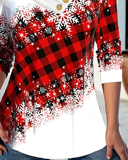 Snowflake Plaid Christmas Top