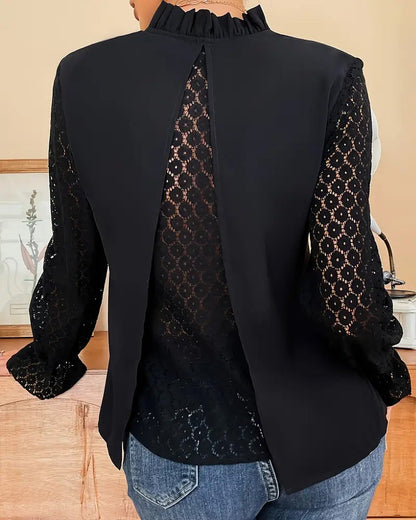 V-Neck Lace Long-Sleeved Blouse