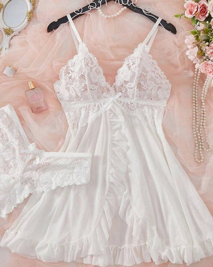 See-Through Mesh Sexy Nightdress Set