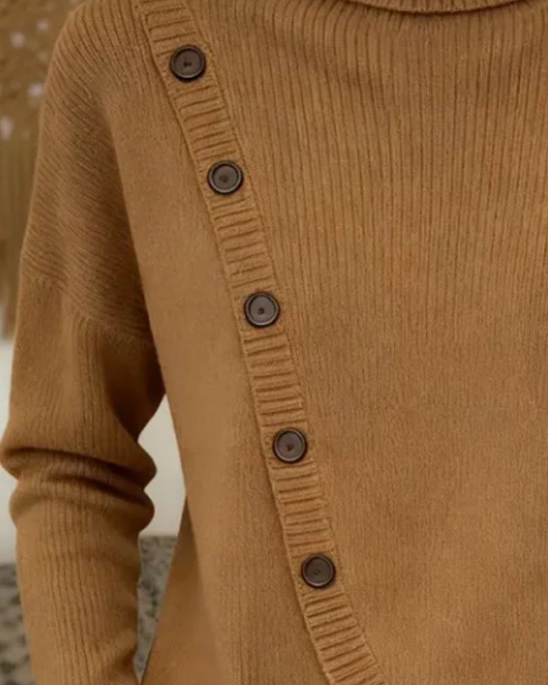 Elegant High-Necked Button-Down Jumper