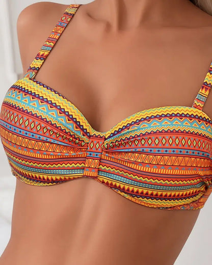 Two-Piece Bra Striped Print Swimsuit