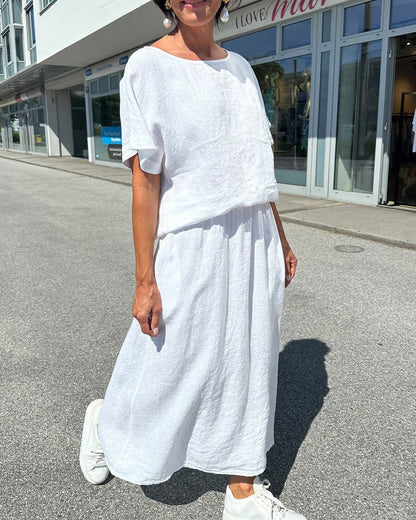 Solid Color Cotton And Linen Casual Suit