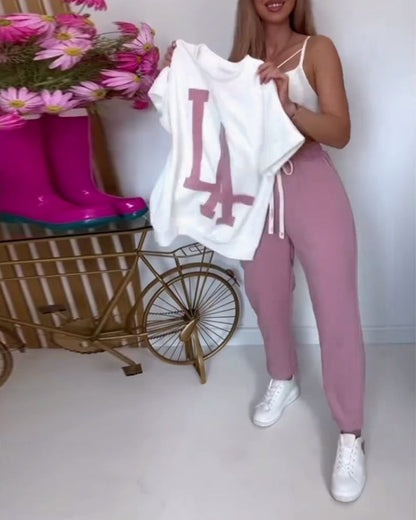 Casual Letter Print Sports Set