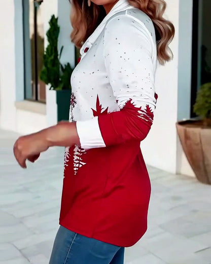 Casual Santa Claus Print Long-Sleeve T-Shirt