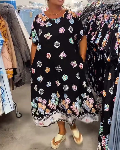 Oversized Printed Loose Dress