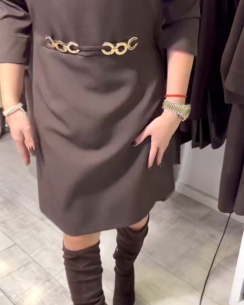 Elegant Stand Collar Straight Dress