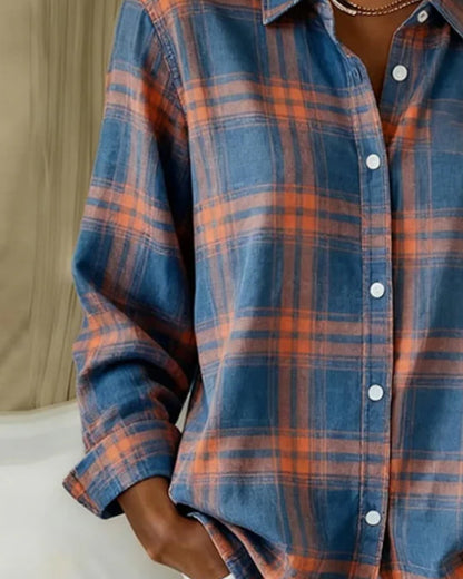 Plaid Fleece-Lined Long-Sleeved Shirt