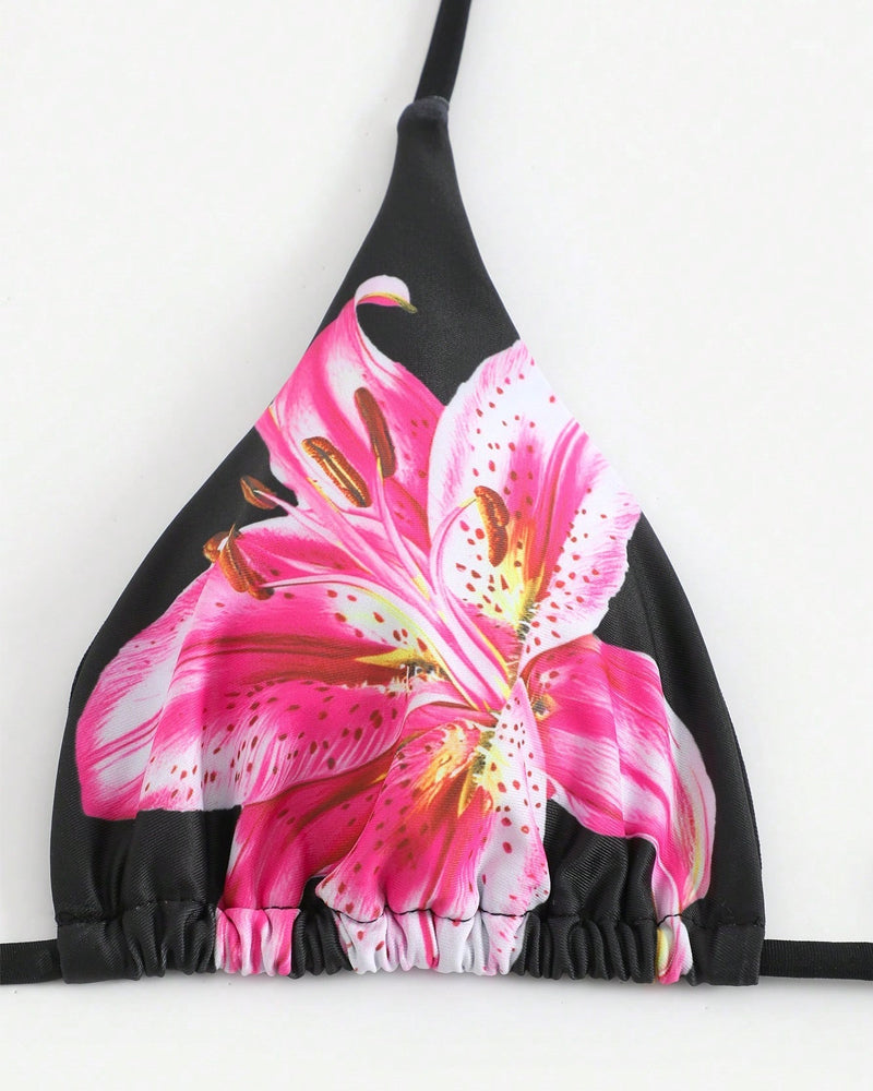 Sexy Printed Three-Piece Swimsuit