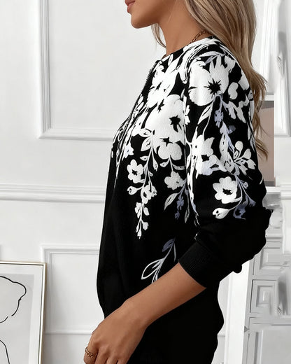 Half-Zip Collar Printed Sweatshirt