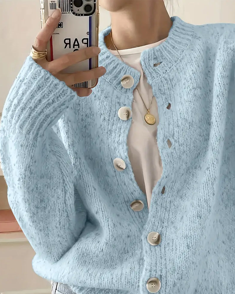 Comfortable Solid Color Cardigan Sweater