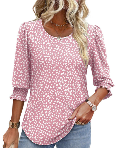 Puff Sleeve Printed Blouse