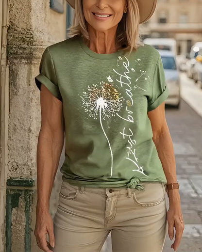 Dandelion Print Short - Sleeve T - Shirt