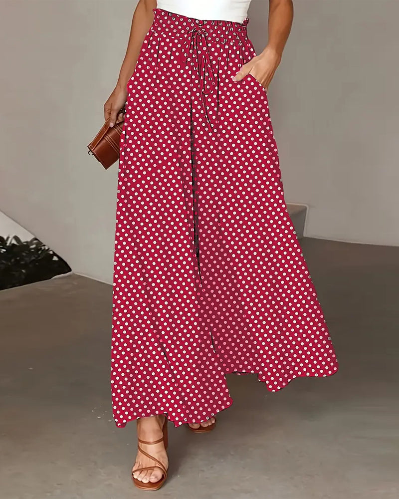 Polka Dot Print Long Pants