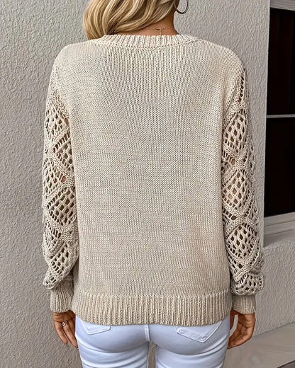Hollow Sleeve V-Neck Sweater