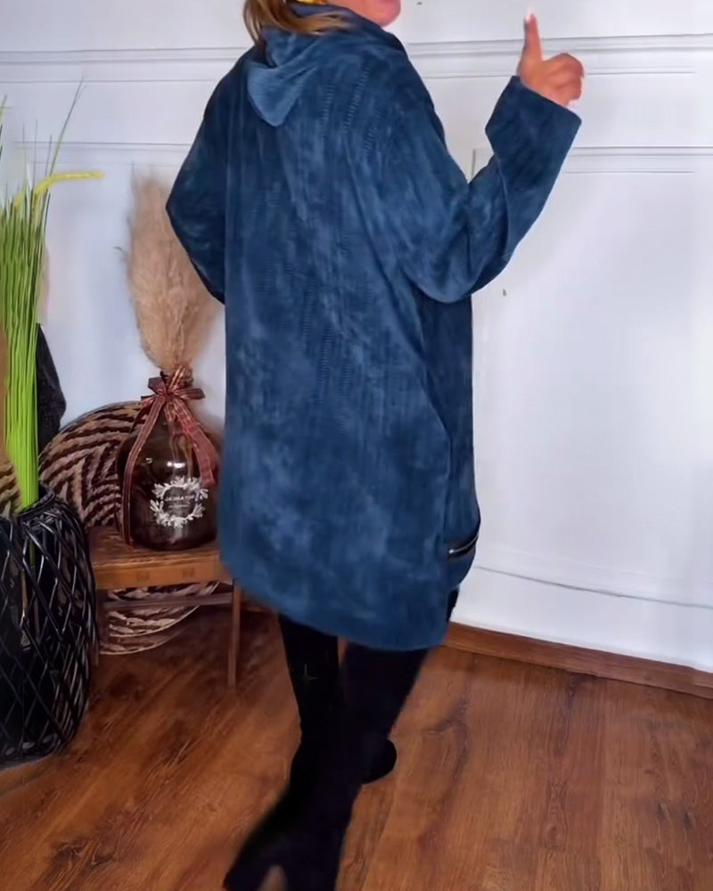 Casual Hooded Loose Solid Color Dress