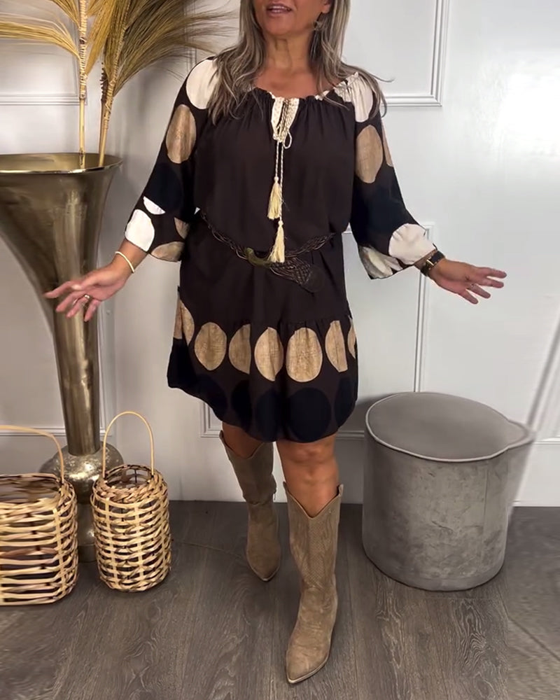 Tassel Knot Polka Dot Fashion Dress