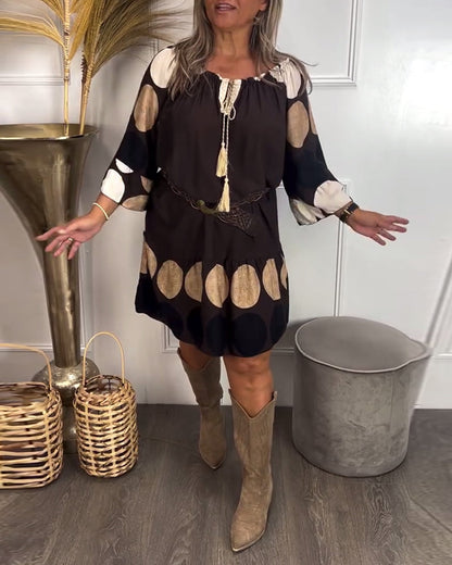 Tassel Knot Polka Dot Fashion Dress