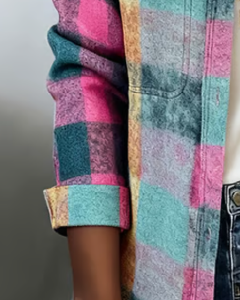 Collared Pocket Plaid Shirt