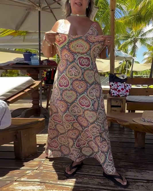 Strapless Heart Holiday Print Swimsuit