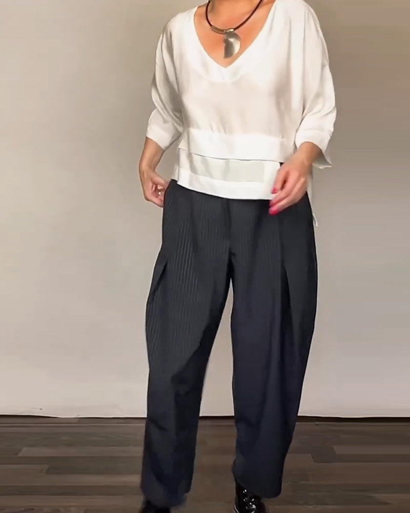 Retro Striped Casual Trousers