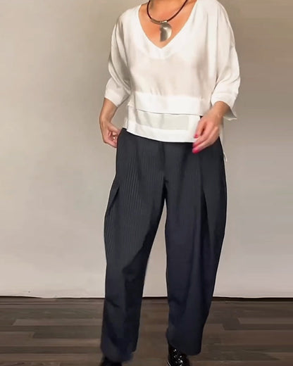 Retro Striped Casual Trousers