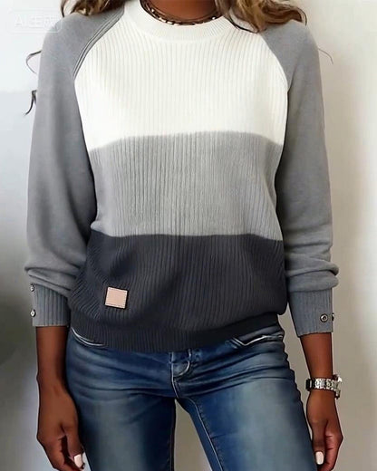 Stylish Round Neck Contrast Color Top