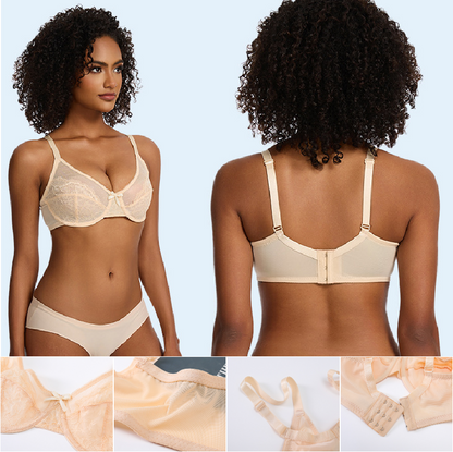 Mesh Lace Gathered Bra