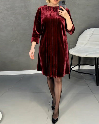 Round Neck Pleated Dress