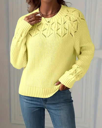 Crew Neck Long Sleeve Hollow Sweater
