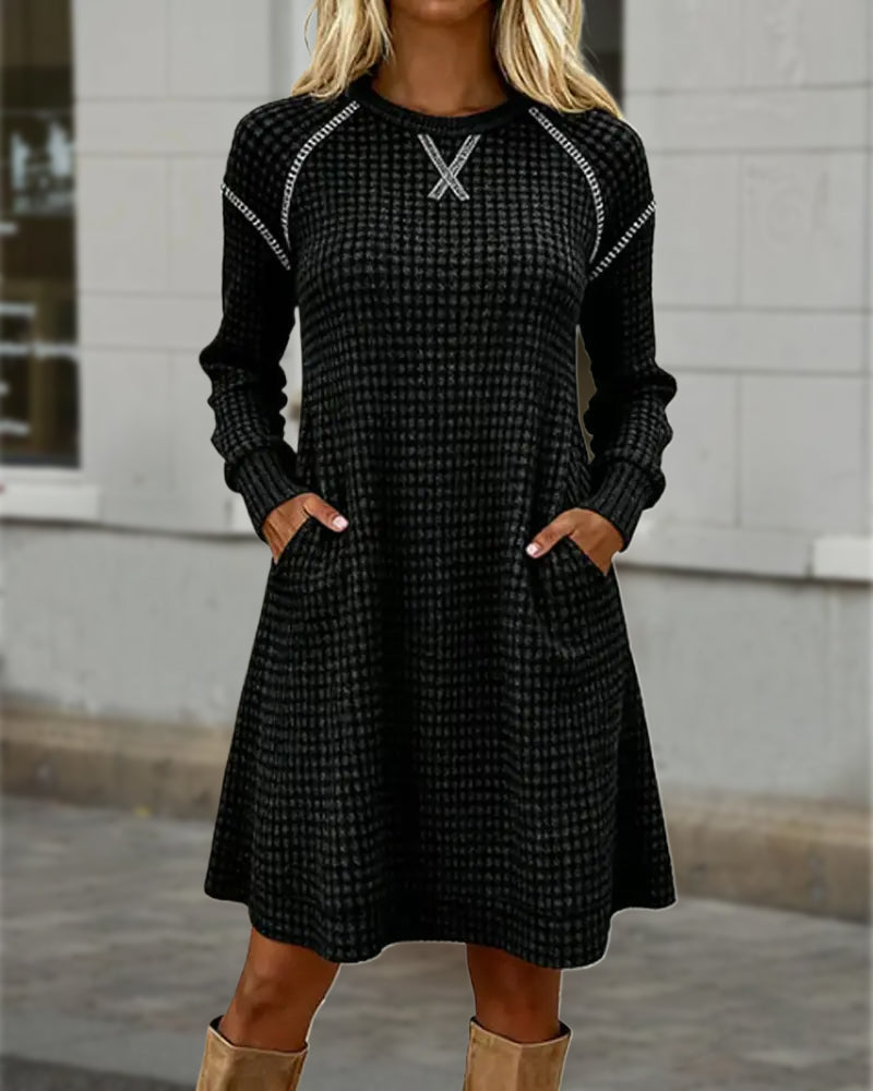 Color-Block Stitched Pocket Dress