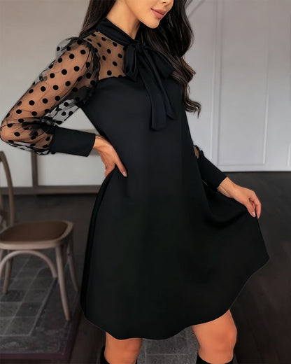 Ribbon Stitching Elegant Solid Color Dress