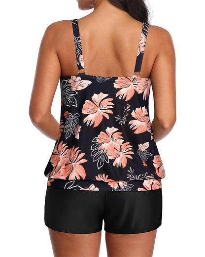 Slim Vest Boxer Print Two-Piece Tankini