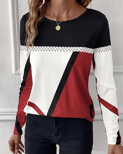 Casual Printed Crew Neck Long Sleeve T-Shirt