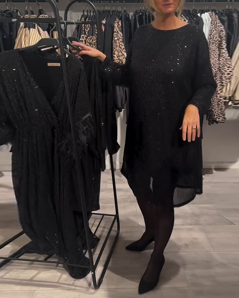 Elegant Backless Strappy Sequin Dress